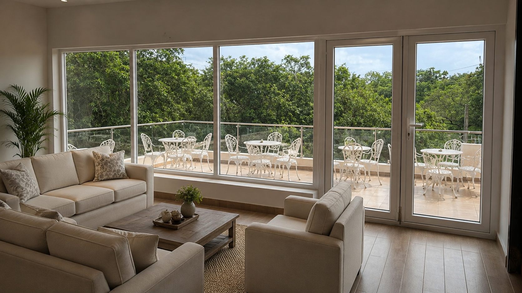 Patio seating area for small private parties up to 50 guests at Surabhi SJN